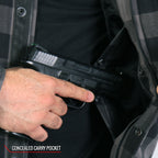 Hot Leathers Men's 'Black Flag' Gray/Black Cotton Flannel Shirt - Button Front - Riding Protective Wear - JKM3203