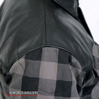 Hot Leathers Men's 'Black Flag' Gray/Black Cotton Flannel Shirt - Button Front - Riding Protective Wear - JKM3203