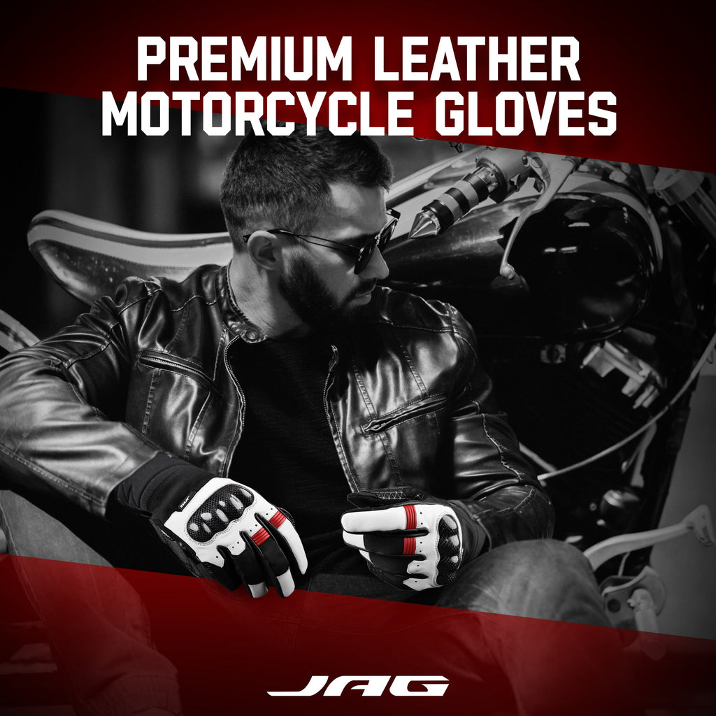 Carbon X Leather Motorcycle Riding Gloves