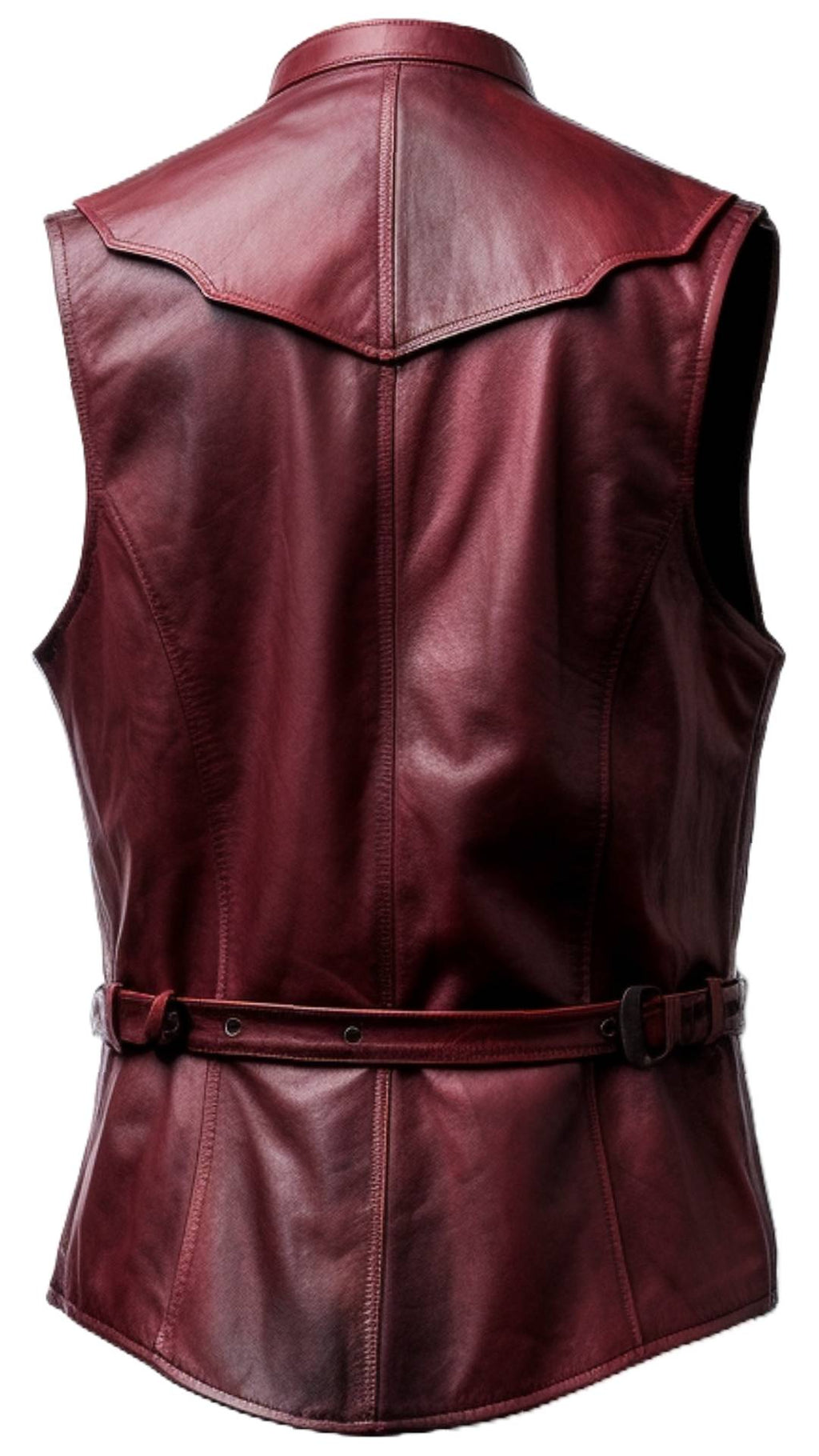 Men's Burgundy Distressed Genuine Leather Vest