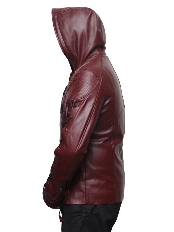 Faux Leather Hooded Motorcycle Jacket