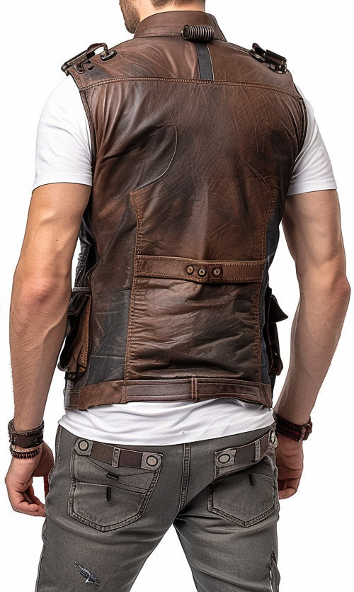 Men's Rub-Off Military Genuine Leather Vest