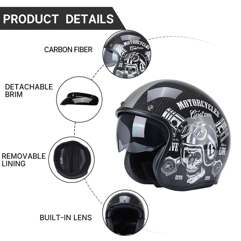 Carbon Fiber Retro Motorcycle Helmet