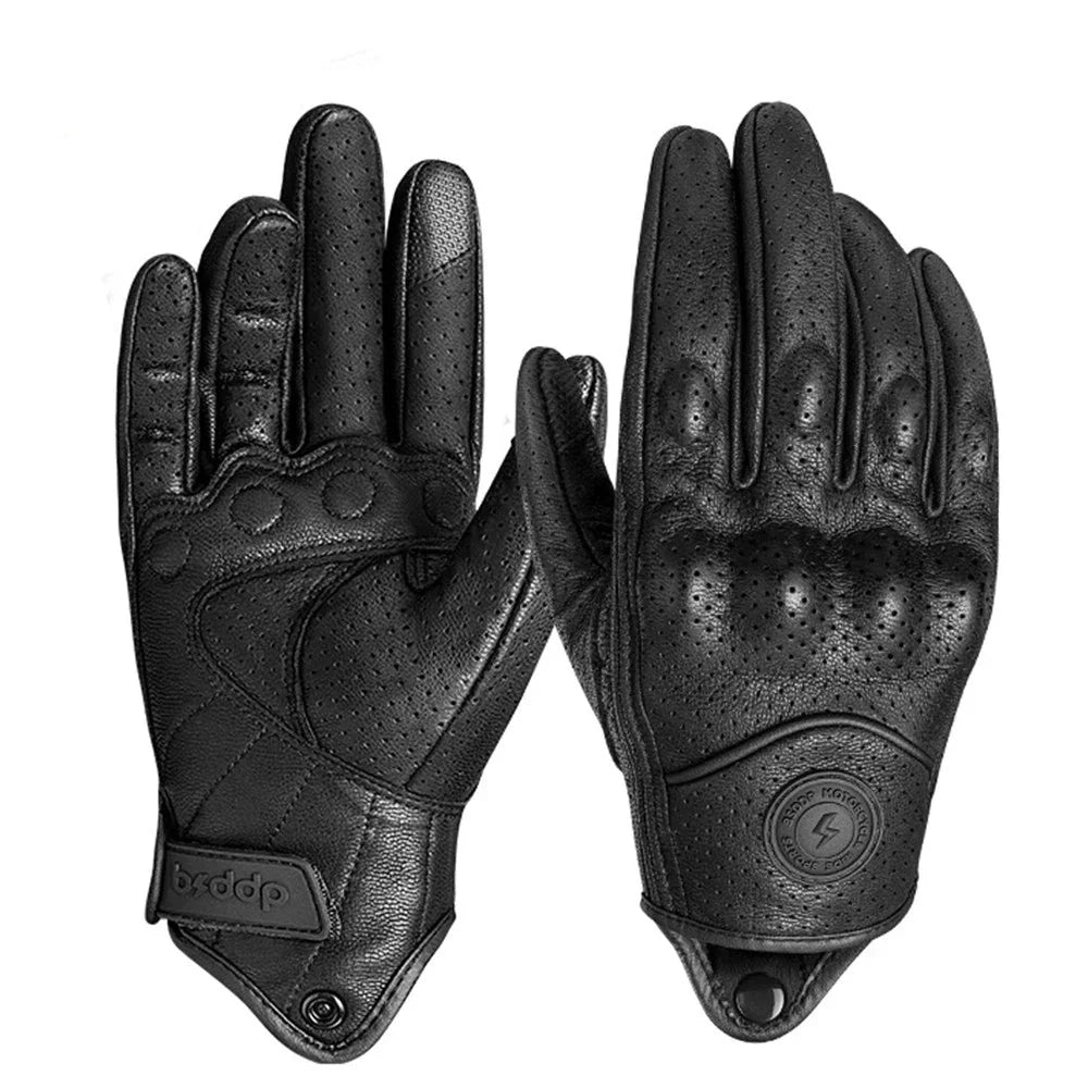 Vintage Real Leather Breathable Touchscreen Gloves