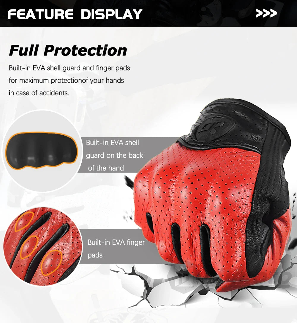 Vintage Protective Motorcycle Retro Leather Gloves
