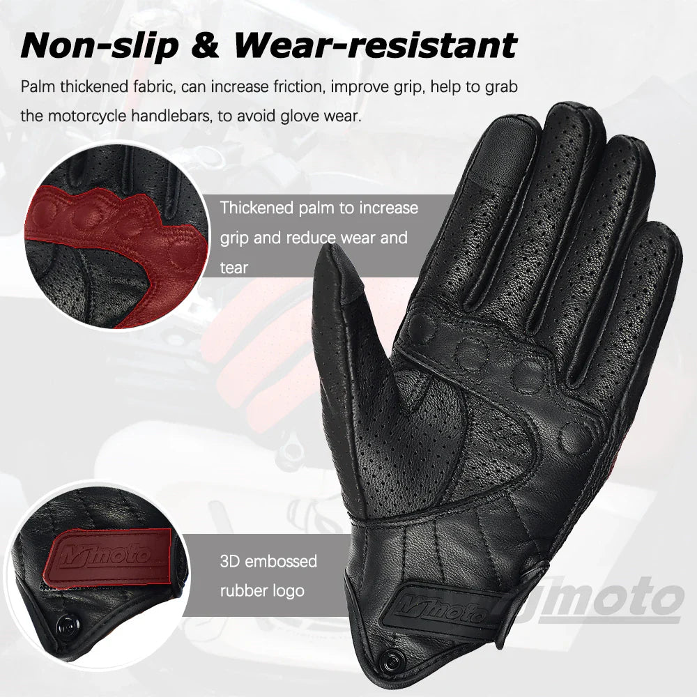 Vintage Protective Motorcycle Retro Leather Gloves