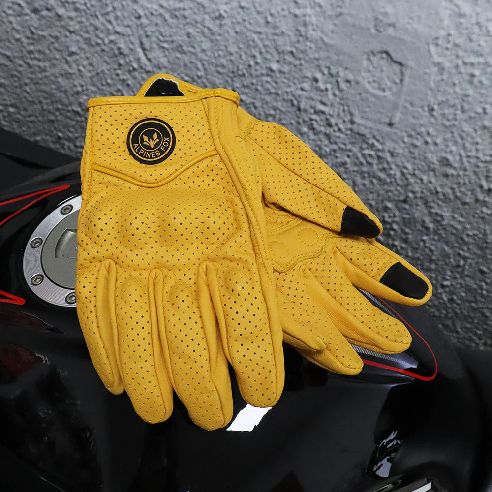 Vintage Real Leather Breathable Touchscreen Gloves
