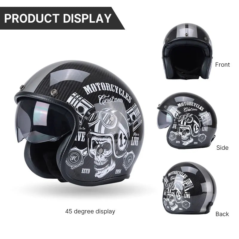 Carbon Fiber Retro Motorcycle Helmet