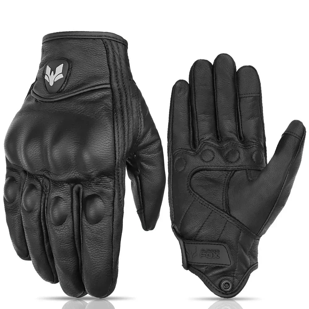 Vintage Real Leather Breathable Touchscreen Gloves