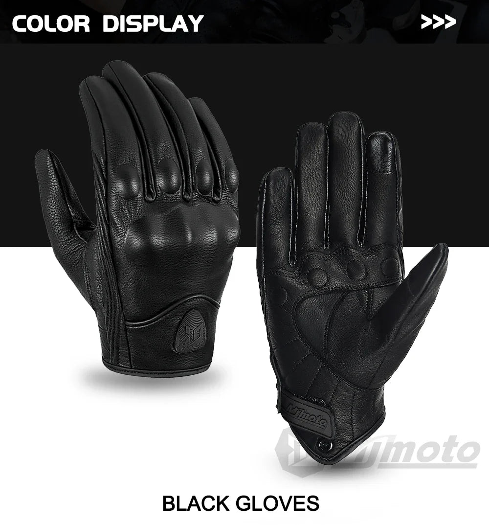 Vintage Protective Motorcycle Retro Leather Gloves
