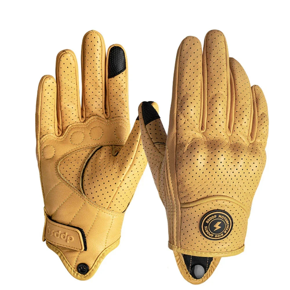Vintage Real Leather Breathable Touchscreen Gloves