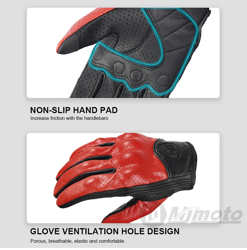 Vintage Protective Motorcycle Retro Leather Gloves