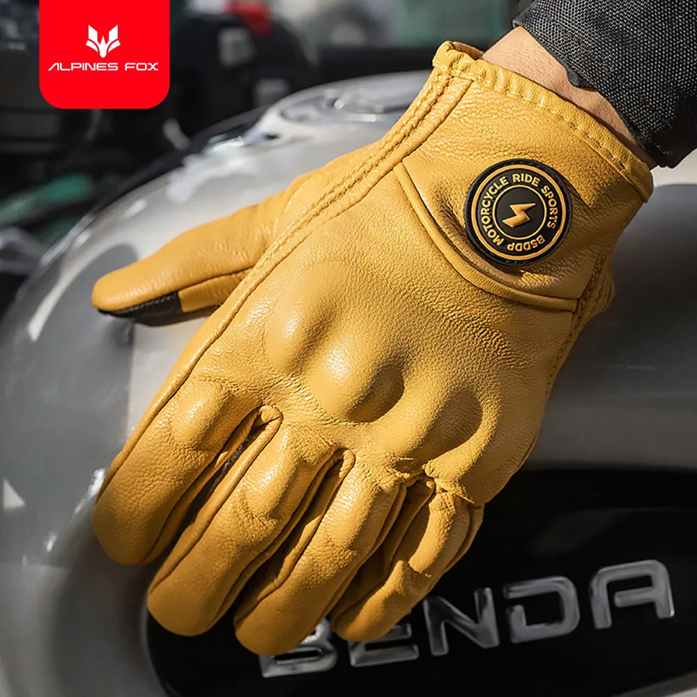 Vintage Real Leather Breathable Touchscreen Gloves