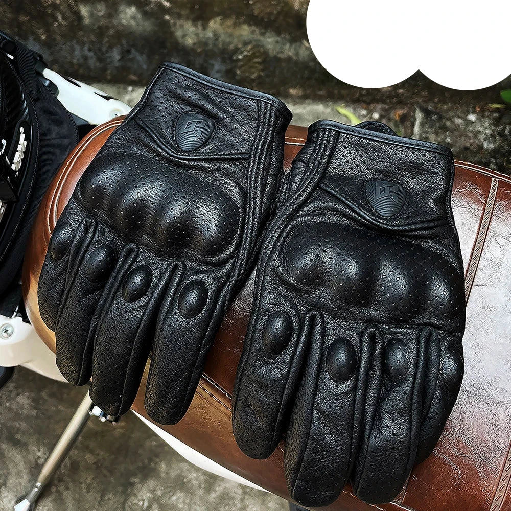 Vintage Protective Motorcycle Retro Leather Gloves