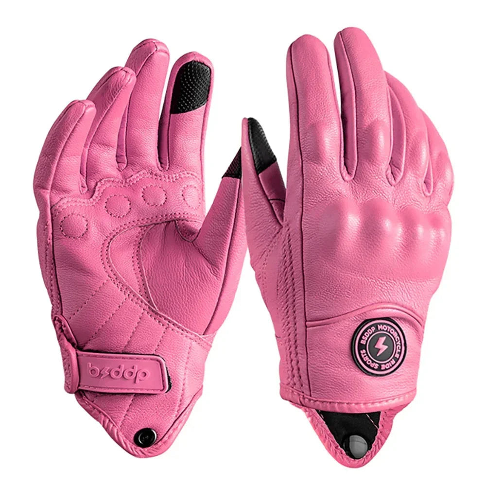 Vintage Real Leather Breathable Touchscreen Gloves