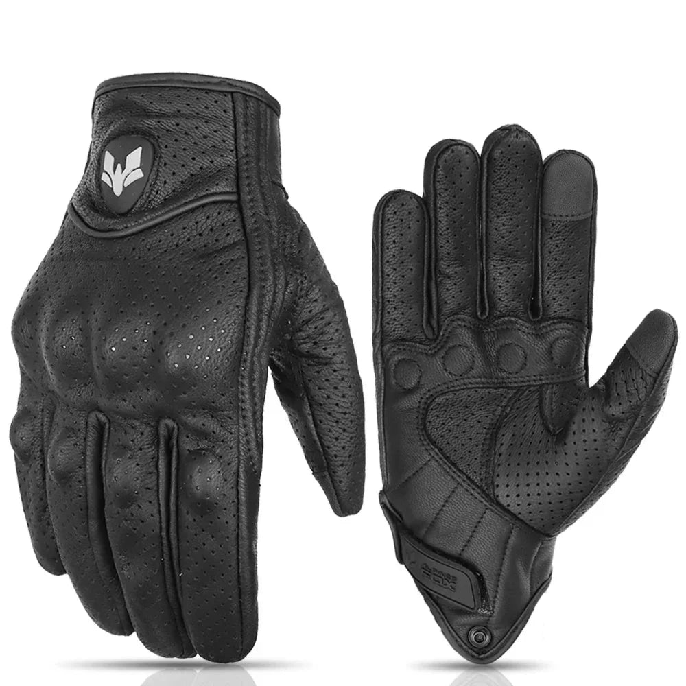 Vintage Real Leather Breathable Touchscreen Gloves