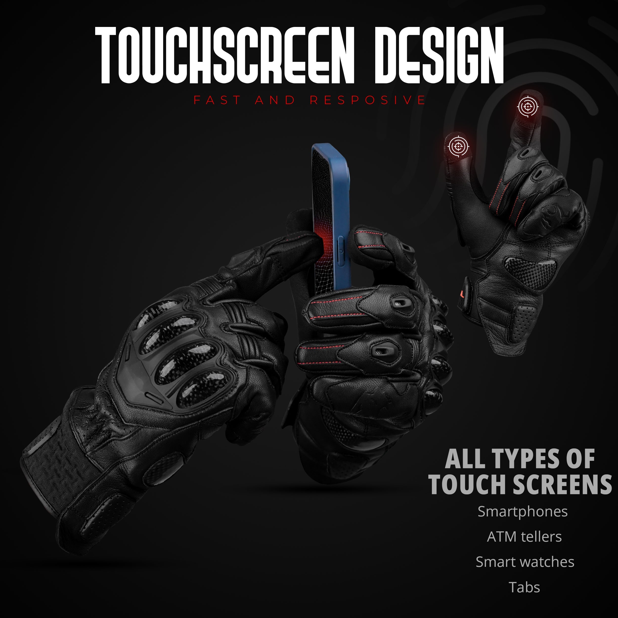 Gladiator Genuine Leather Motorcycle Gloves