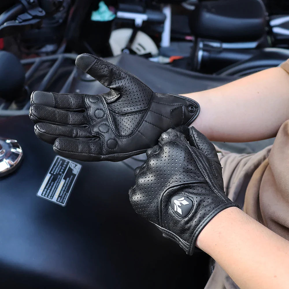 Vintage Real Leather Breathable Touchscreen Gloves