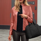 Women’s Slim Fit Faux Leather Moto Jacket