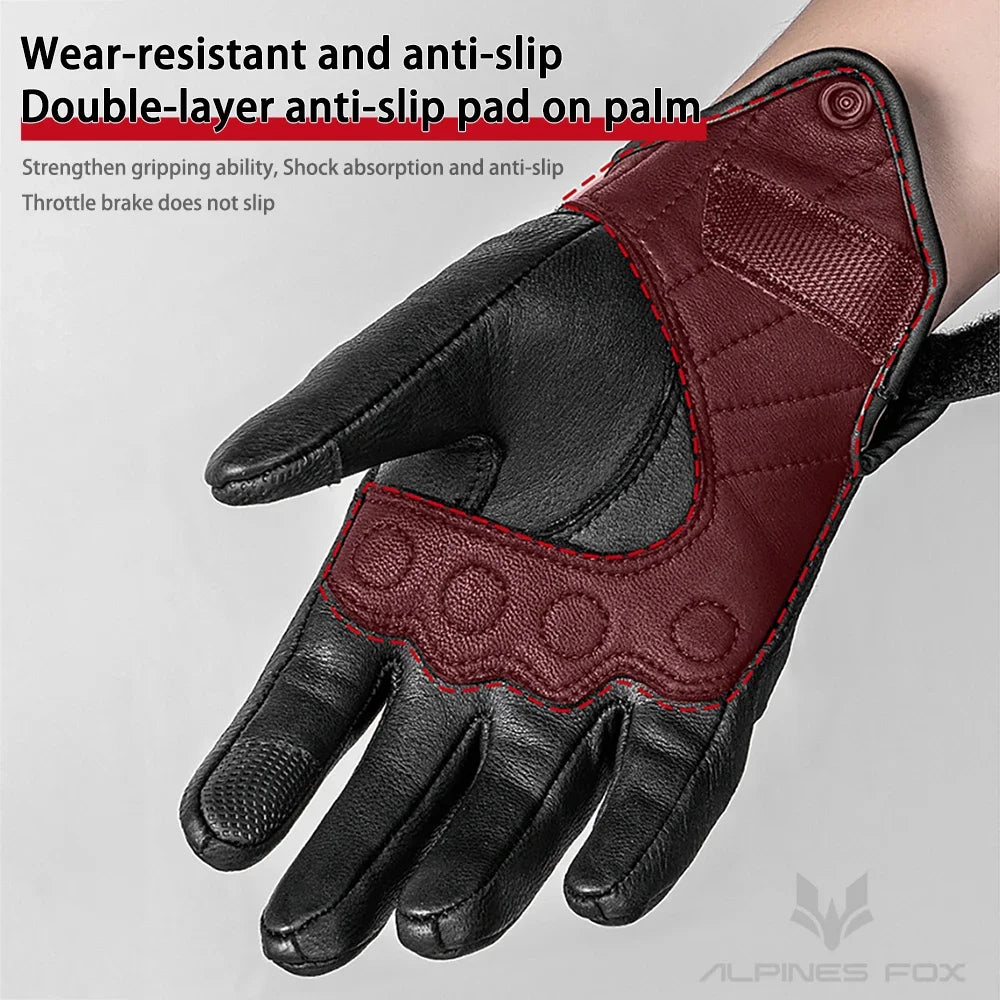 Vintage Real Leather Breathable Touchscreen Gloves
