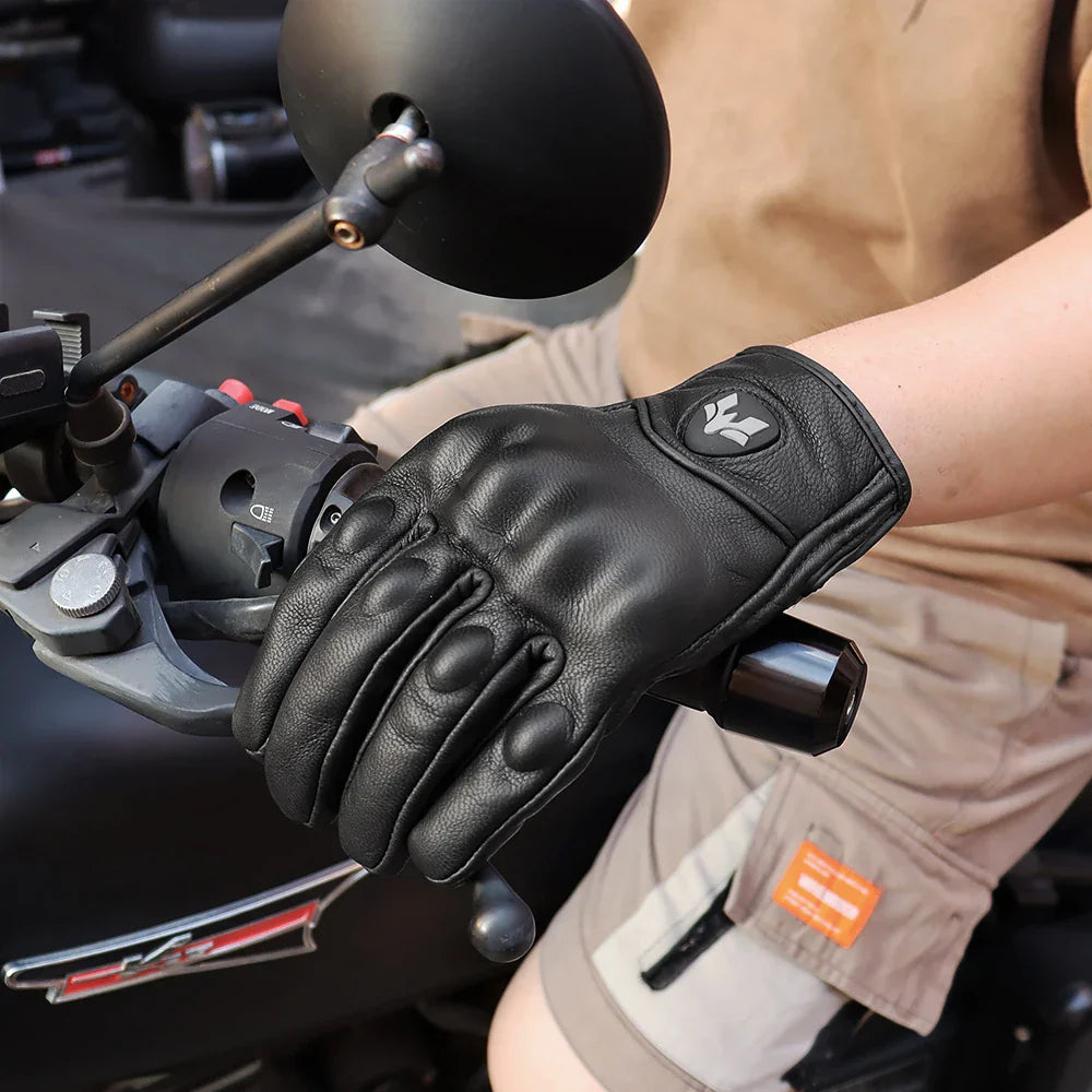 Vintage Real Leather Breathable Touchscreen Gloves