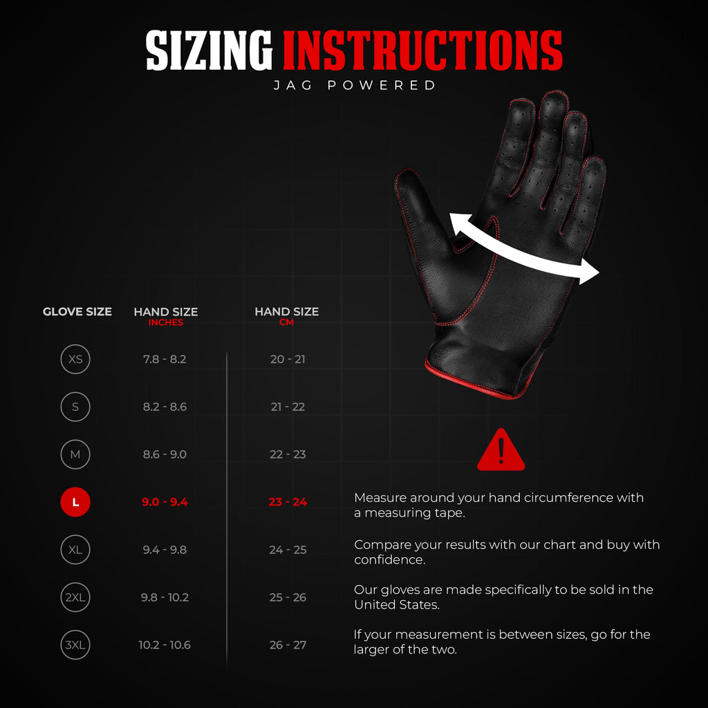 Leather Dark Knight Gloves - Full Finger Design (Red)
