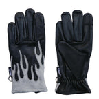 White Flamed Black Motorcycle Gloves