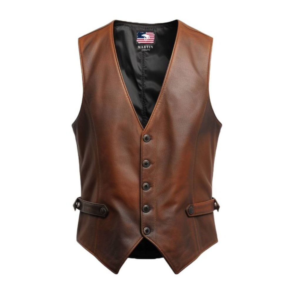 Men's Classic Brown Genuine Leather Vest