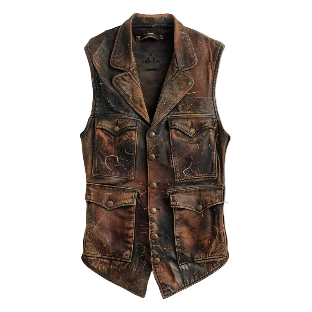 Riggs Vintage Brown Leather Vest