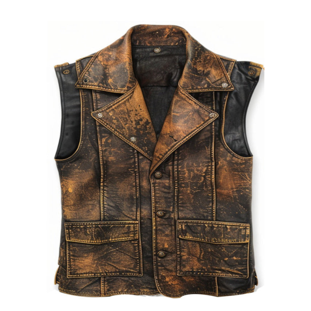 Aziel Distressed Genuine Leather Vest