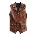 Vintage Brown Leather Biker Vest