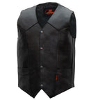 Hot Leathers VSM1014 Men's Motorcycle Black Heavyweight Leather Biker Vest with Inside Pocket