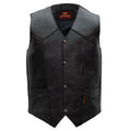 Hot Leathers VSM1014 Men's Motorcycle Black Heavyweight Leather Biker Vest with Inside Pocket