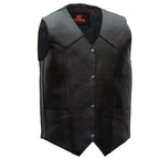 Hot Leathers VSM1014 Men's Motorcycle Black Heavyweight Leather Biker Vest with Inside Pocket