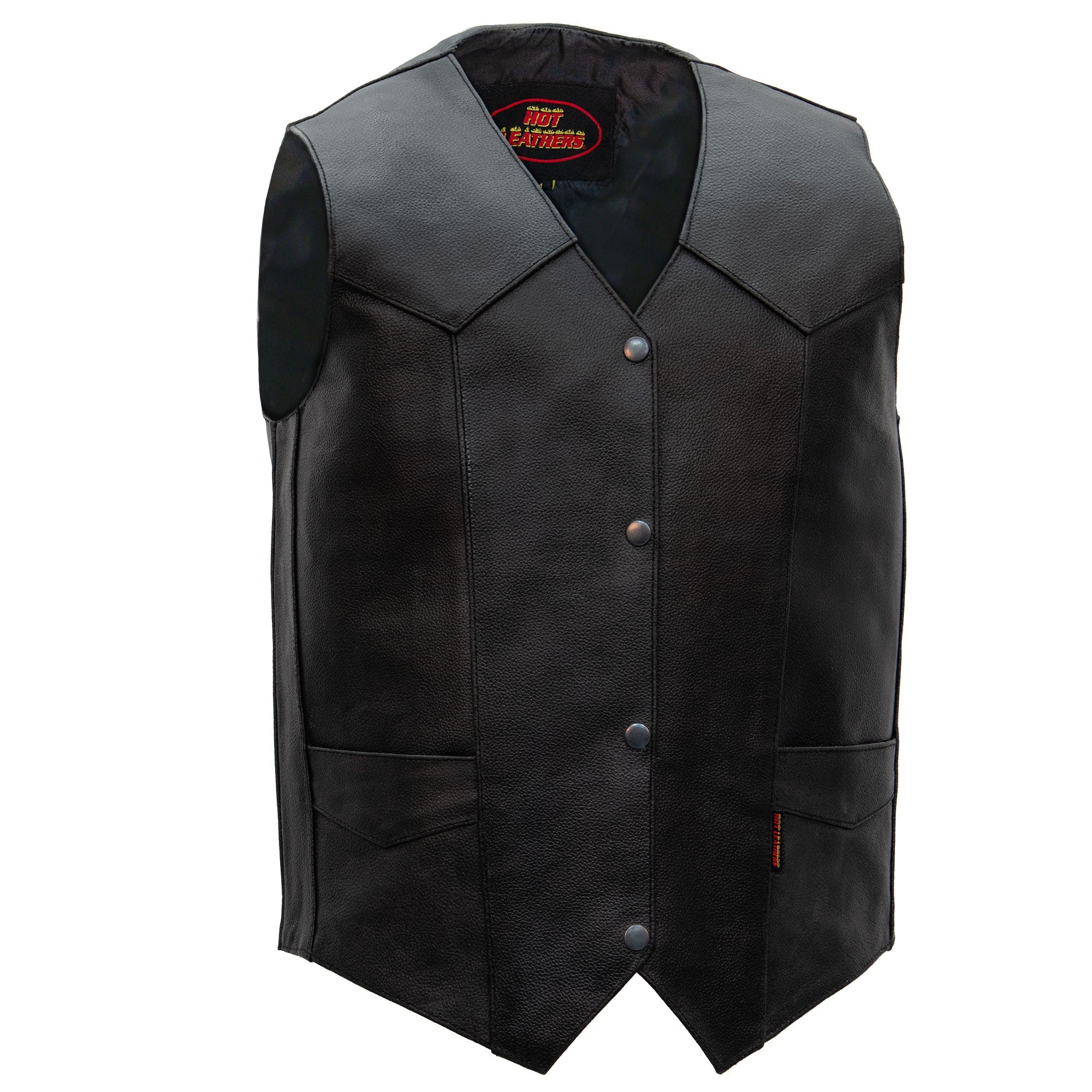 Hot Leathers VSM1014 Men's Motorcycle Black Heavyweight Leather Biker Vest with Inside Pocket