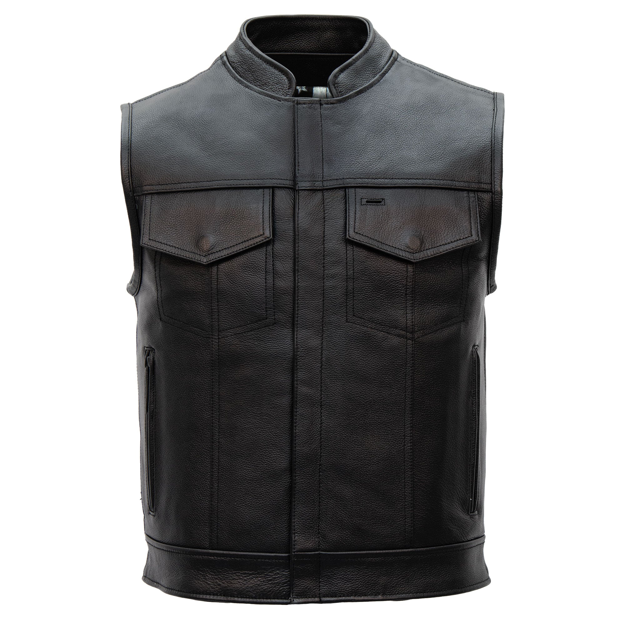 Hot Leathers VSM1054 Men’s Black 'Skull Flag' Motorcycle Club style Conceal and Carry Leather Biker Vest