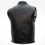 Hot Leathers VSM1054 Men’s Black 'Skull Flag' Motorcycle Club style Conceal and Carry Leather Biker Vest