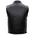 Hot Leathers VSM1054 Men’s Black 'Skull Flag' Motorcycle Club style Conceal and Carry Leather Biker Vest