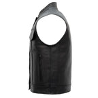 Hot Leathers VSM1054 Men’s Black 'Skull Flag' Motorcycle Club style Conceal and Carry Leather Biker Vest