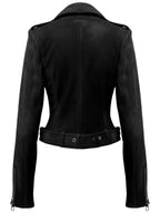 Black Suede Leather Biker Jacket