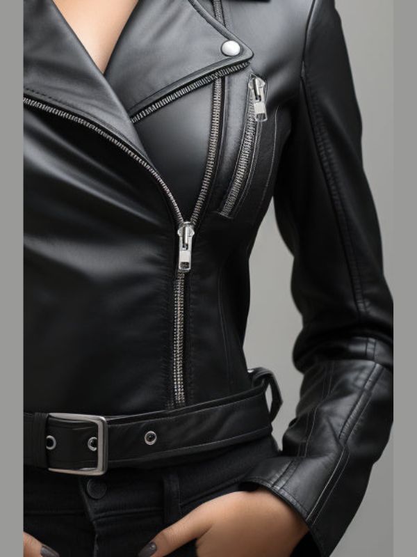 Paula Black Biker Leather Jacket