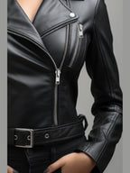 Paula Black Biker Leather Jacket