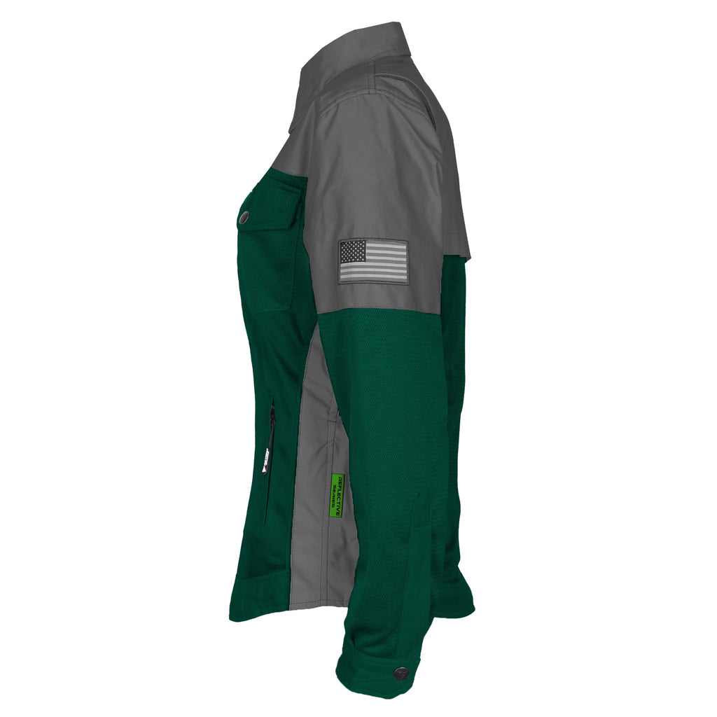 Summer Mesh Reflective Shirt Dark Green Nebula for Women