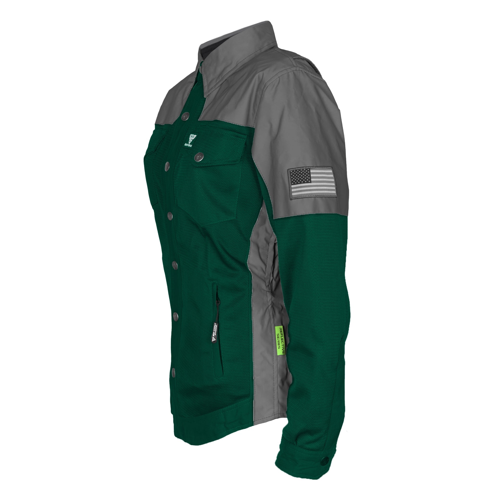 Summer Mesh Reflective Shirt Dark Green Nebula for Women