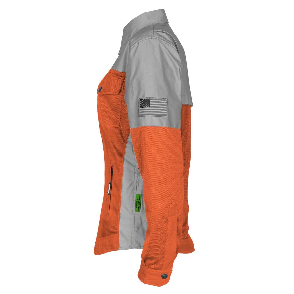 Summer Mesh Reflective Shirt Orange Eclipse for Women