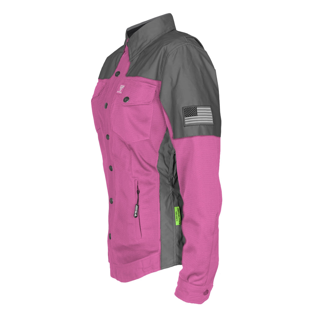 Summer Mesh Reflective Shirt Pink Nebula for Women