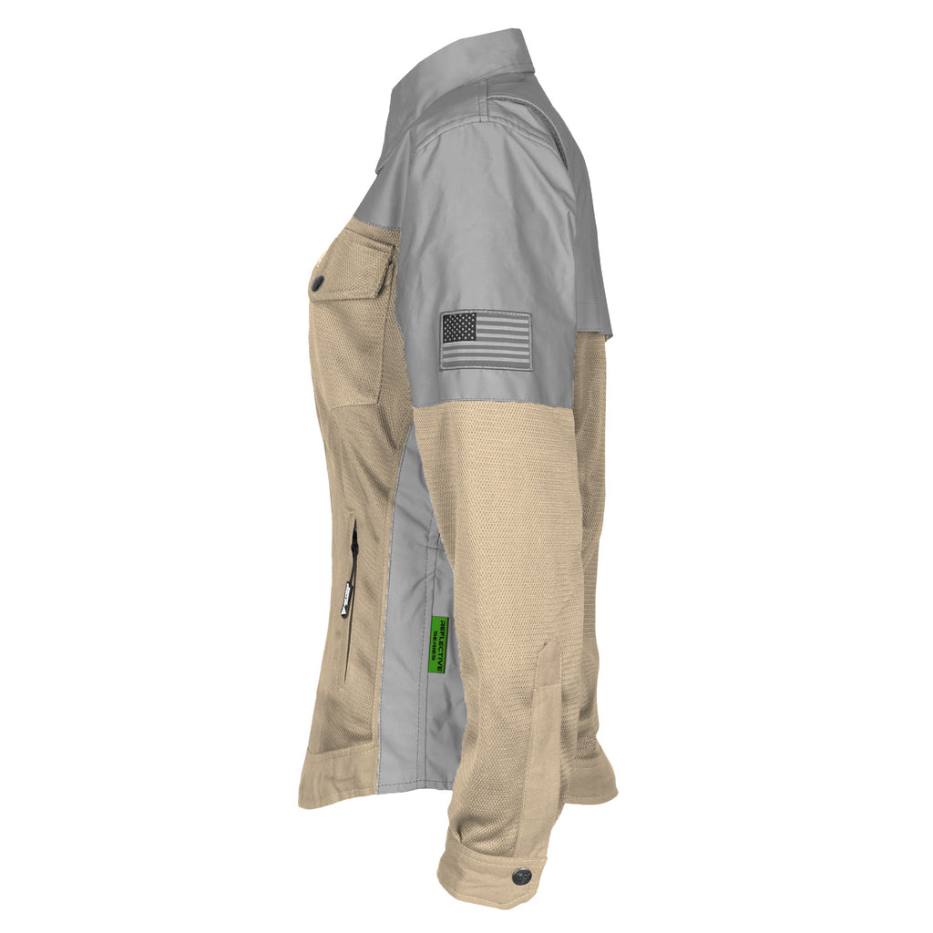 Summer Mesh Reflective Shirt Khaki Eclipse for Women