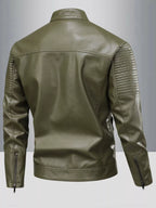 Zip Up Leather Motorcycle Jacket