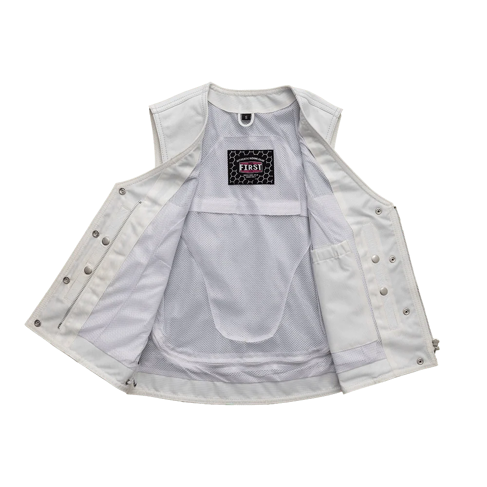 Beryl - Women's Motorcycle Leather Vest - White