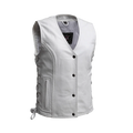 Beryl - Women's Motorcycle Leather Vest - White